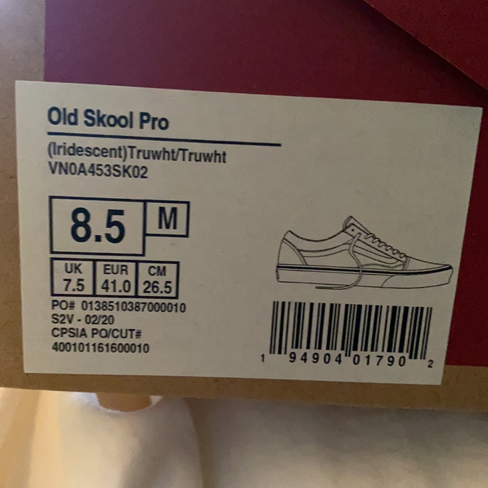 Vans Old Skool Pro Iridescent Silver & White Shoes - Picture 2 of 2